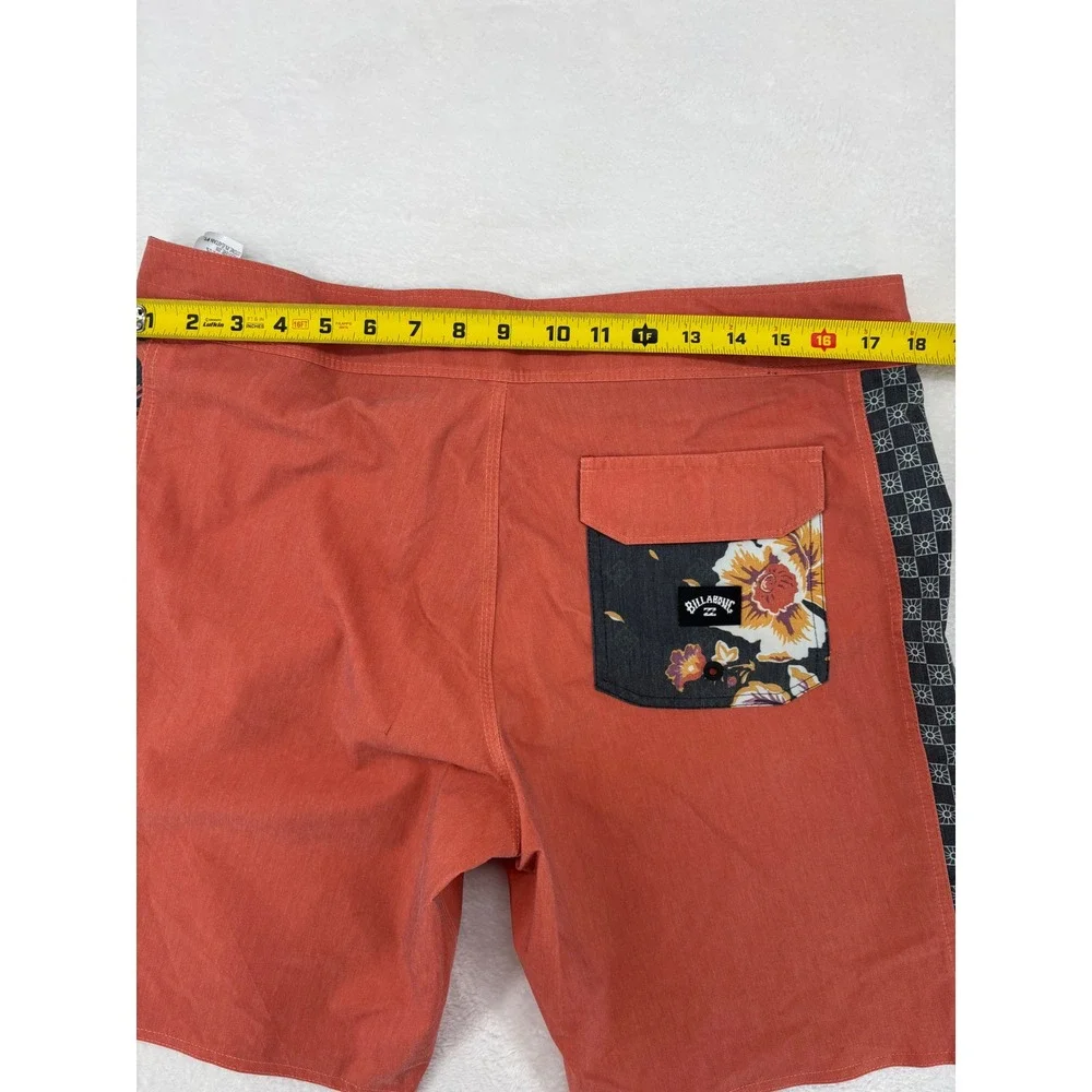 Billabong Recycler Dbah Pro Board Shorts Mens 34 Clay Orange Floral Checkered